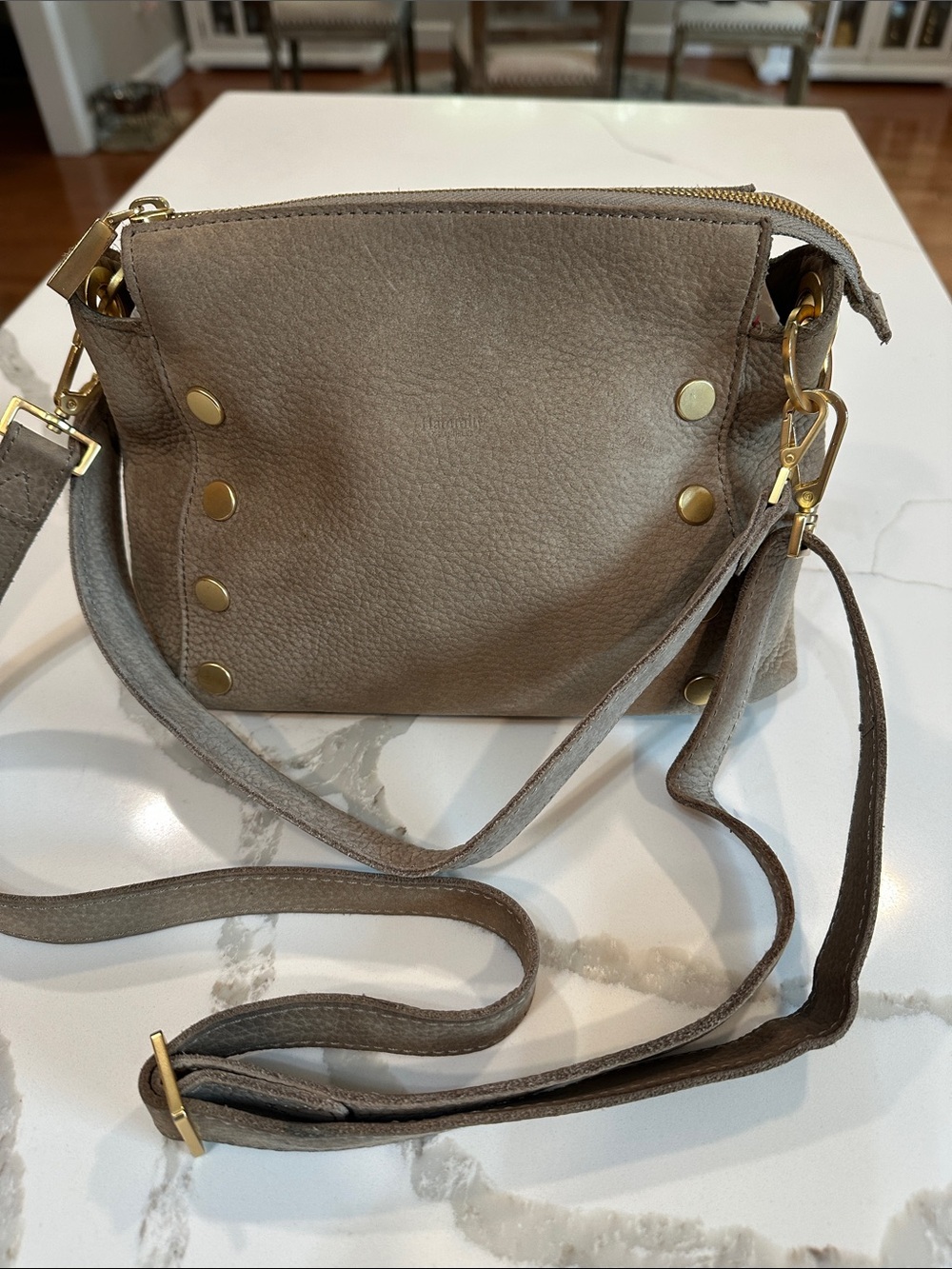 Hammitt Bryant Medium Grey Natural Leather Crossbody & Shoulder Bag